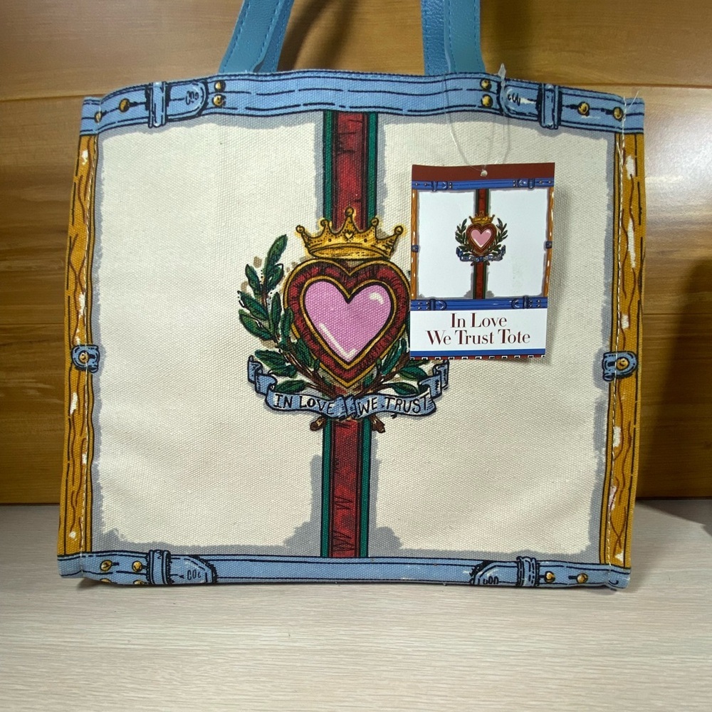 NWT Brighton In Love We Trust Queen of Hearts Print Canvas Shoulder Purse Tote - Picture 10 of 13